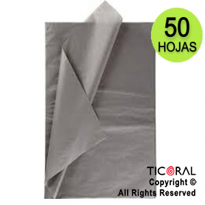 PAPEL SEDA BARRILETE COLOR 50X70 CM -50 HOJAS GRIS X 1